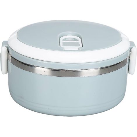 Boîte à lunch Bento portable en acier inoxydable, isotherme cylindrique, idéale pour l'école, le bureau et les activités de plein air. Modèle à un seul compartiment, bleu.