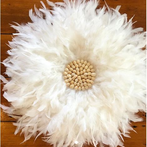 Nordique Maison Simple Rond À La Main Plume Pendentif Fleur Décoration Murale Enfants Mur Pendentif Décoration 40 cm Blanc