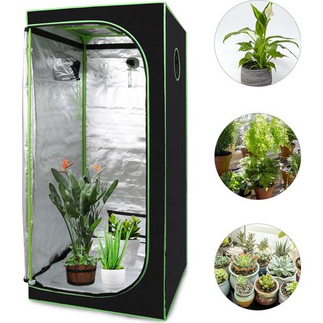 Wolketon Growbox Indoor Pflanzzelt mit Reißverschluss, Kabelöffnungen und reflektierender Innenfolie 80x80x180cm (1/5)