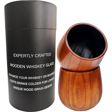 Vasos de madera quemada para bourbon, vasos de whisky, regalos de bourbon para hombres - Vasos de madera estilo Old Fashioned (1/5)