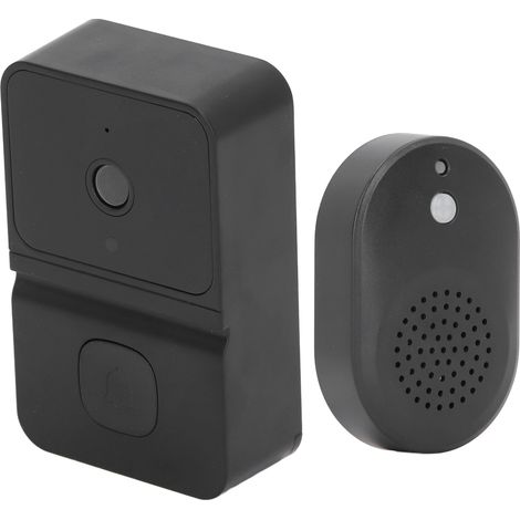 Sonnette vidéo intelligente noire avec surveillance à distance, interphone bidirectionnel et caméra Wi-Fi pour la maison (1/5)