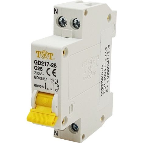 Interruttore automatico magnetotermico 1 DIN 1P+N 6 kA 6 10 16 20 25 32 40A ampere  16A (1/3)