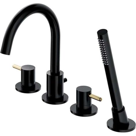 OMNIRES Y - Wannenrandarmatur, 4-Loch Montage, schwarz/gold Y1232BLGL (1/2)