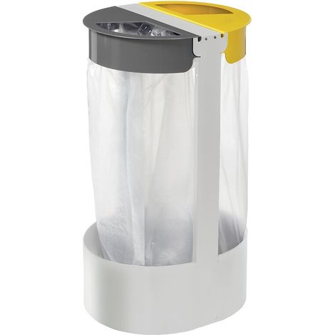 Support sac 2 flux à poser ou à fixer Citwin essentiel - 2 x 75l - blanc / gris ciment - RAL 7033 / jaune colza - RAL 1021