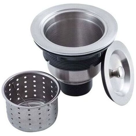 Kit de montage de bonde d'évier de cuisine avec panier de vidange d'évier de cuisine, bouchon d'évier et couvercle en acier inoxydable 304 3-1/2" (1/5)