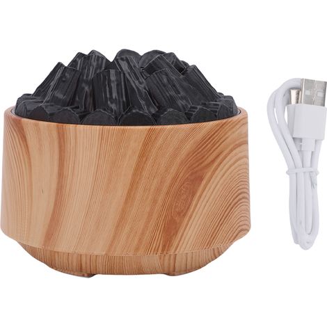 Essential Oil Diffuser Bonfire Humidifier 300ML Low Noise USB Aromatherapy Diffuser Campfire Humidifier with Night Light for Indoor Home Bedroom Light Wood Grain (1/5)