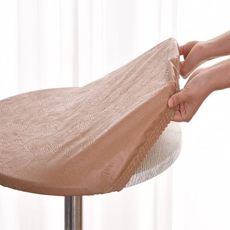 Rondes Nappes avec Bord Élastique, Plastique Nappes Nordique Minimalisme Feuille Toile Cirée Rondes Anti Taches, Imperméable Nappe de Table pour Cafe Cuisine Jardin Fête Table (100cm,Café) (1/5)