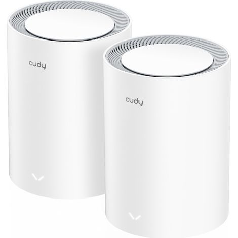 Cudy M3000 2-PACK sistema Wi-Fi Mesh (Wi-Fi en malla) Doble banda (2,4 GHz / 5 GHz) Wi-Fi 6 (802.11ax) Gris, Blanco 1 Interno