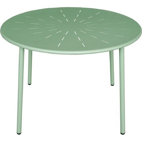 Table à manger de jardin 4 personnes ronde en métal  - Vert - Zola