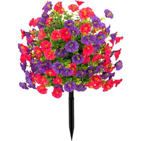 Fleurs topiaires artificielles en soie résistantes aux UV avec piquet pour décorer porche, terrasse ou fenêtre (Jaune, 1 pièce)