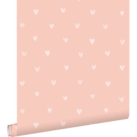 papier peint coeurs rose pêche  - ESTAhome (1/5)