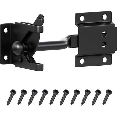 Loquet de portail à levier autobloquant, avec poignée de traction, pour portails de jardin, clôtures en bois, portes de grange, acier au carbone (1/4)