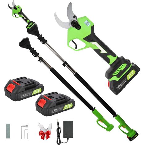 Sécateur électrique sans fil 40mm, perche télescopique 2m, LCD, 2x2,0Ah Coupe 40mm, perche 2m (1/5)