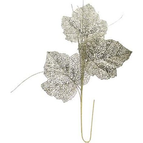 Ramo natalizio con foglie glitter 75 cm - colore oro - decorazione addobbo natale