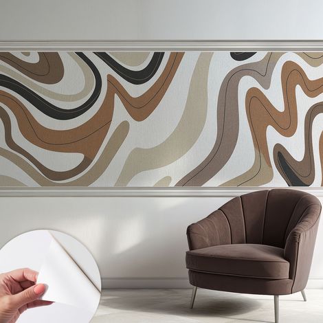 Papier peint autocollant avec imprimé pour intérieur moderne application facile a motif Vagues harmonieuses 250x104 cm (1/5)