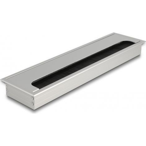 Delock Pasacables para montaje en mesa con cepillo 300 x 80 x 28 mm plata