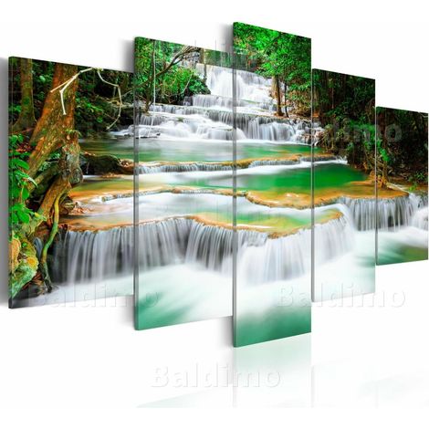 Tableau cascade forestière à kanchanaburi, thaïlande - 200 x 100 cm (1/4)