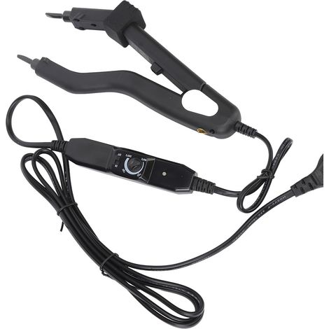 Lisseur professionnel pour extensions capillaires, température ajustable, compatible liaisons kératine, fiche européenne, design noir (1/5)