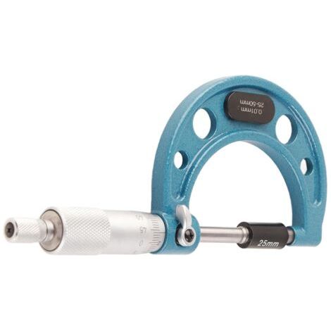 Micromètre Extérieur en Acier Inoxydable Jauge D'épaisseur de Micromètre Extérieur de Haute Précision avec clé 0,01 Mm Outil Micromètre Externe pour une Mesure Précise de (25-50mm) (1/4)
