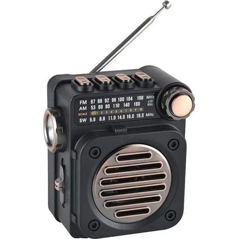 Radios stéréo FM AM SW, Mini récepteur Radio de poche Portable, lecteur de musique Bluetooth sans fil multifonctionnel avec lampe de poche LED (1/5)