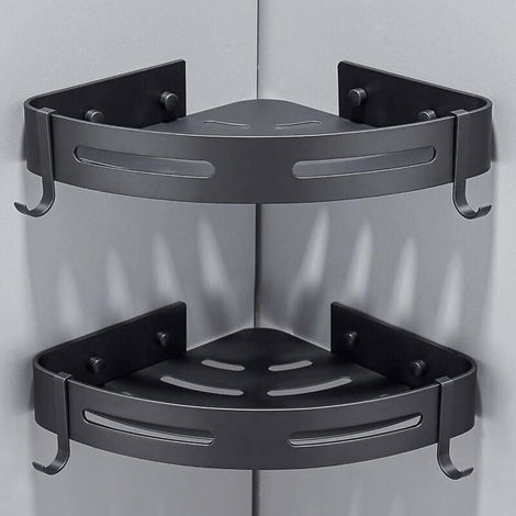 Ensemble de 2 étagères d'angle pour douche, sans perçage, rangement de salle de bain, accessoires de douche, porte-savon de douche (1/3)