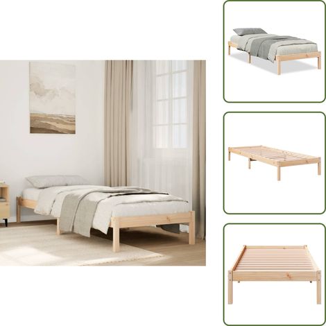 Cadre de lit extra long sans matelas 90x210 cm bois massif pin - Cadre De Lit - Cadres De Lit - Lit - Lit Simple (1/5)