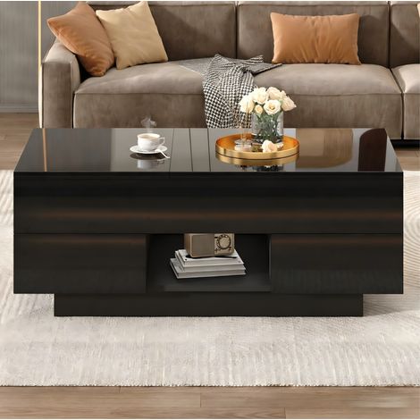 MEUBLIV Couchtisch mit höhenverstellbarer Platte 100 × 45 × 43 cm, Schwarz, LED (1/5)