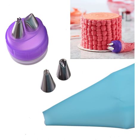 Adaptateur double pour décoration + embouts + sac (1/2)