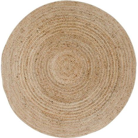 Tapis rond en jute tressée Ø90 cm - style bohème et nature FEZ (1/2)