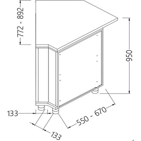 Comptoir de bar neutre section caisse 45° - Diamond