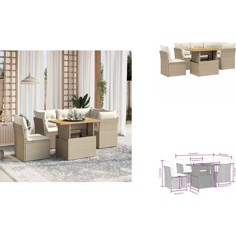 Salon de jardin avec coussins 5 pcs beige résine tressée - Ensemble Salon De Jardin - Salon Extérieur - Meuble De Jardin - Canapé Jardin - Résine Tressée (1/3)