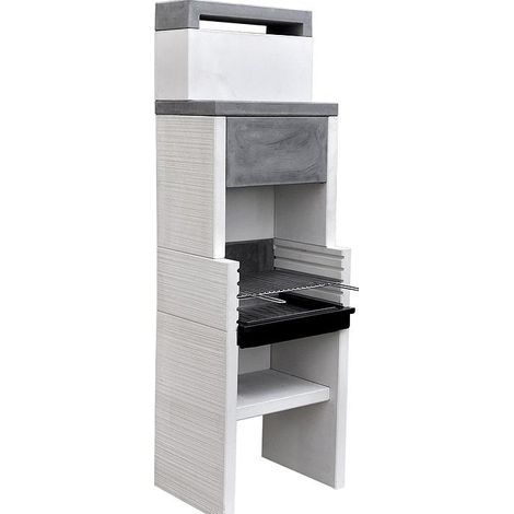 TUOZI - Barbacoa de Obra para Carbón Modelo VENIT flex hotte (Gris/Blanco - 59 x 47 x 185 cm) REF: 4410 - Uso en Exteriores