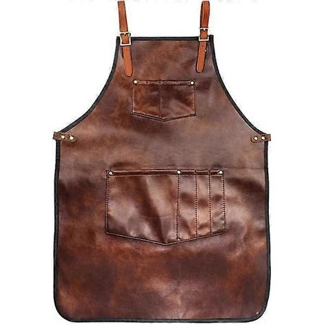 Tablier de chef pour hommes et femmes, tablier en cuir imperméable avec poches Cr