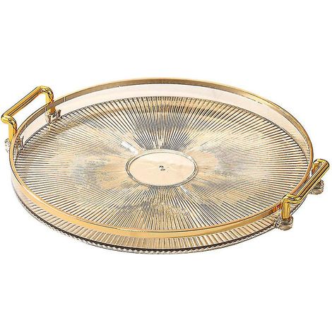 2 Plateau rond, poignées intégrées, matière coton tressé, rangement salon, organisateur objets divers (1/4)