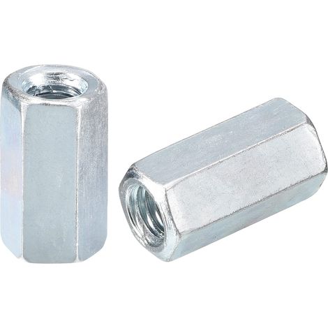 15pcs Ecrous De Raccordement M6x10x18mm - Acier Carbone Galvanisé Raccord Fileté Hexagonal Pour Meubles, Électronique, Industriel (1/5)