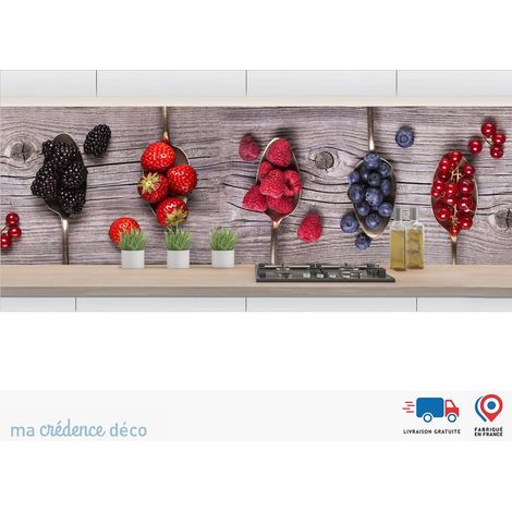 Crédence : Cuillères et fruits - Alu composite - 120 - 60 (1/3)