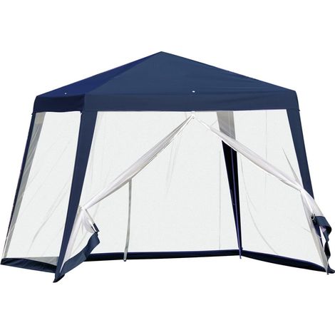 TrAdE Shop Traesio - Gazebo Tenda Da Giardino Resistente Removibile 2.5x2.4x3mt Blu Con Zanzariera 222709 - (1/4)