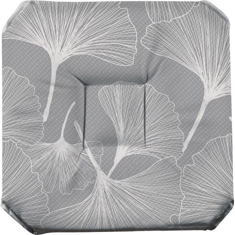 Galette de chaise anti-taches à rabats Biloba gris