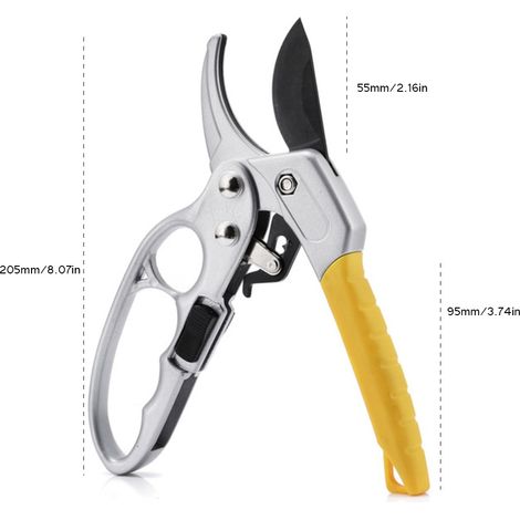 Professionelle Gartenschere, Schere aus hochkohlenstoffhaltigem Stahl, ergonomisches Schneidwerkzeug für Äste und Pflanzen, mühelos, ein Paar (1/4)