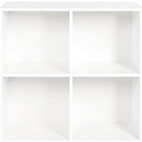 Bibliothèque cube 4 cases compacte blanche, étagère ouverte multifonction, rangement sur pied pour salon, bureau ou chambre d’enfant - CHICFURN (1/5)