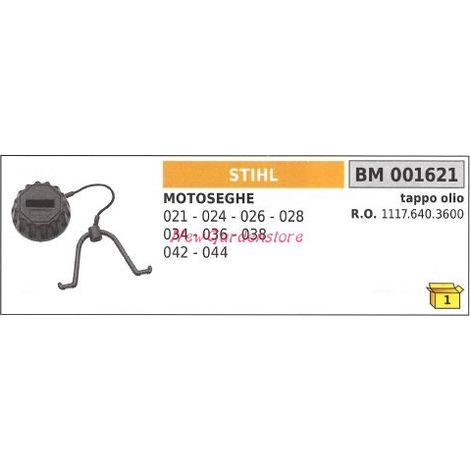 Tappo serbatoio olio motore STIHL motosega 021 024 026 028 001621