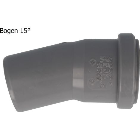 HT Bogen Ø 50 x 15°, mit einseitiger Steckmuffe und Gummidichtung