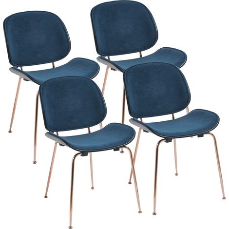 Set da 4 sedie eleganti in tessuto blu con struttura color oro rosa - Elizabeth (1/5)