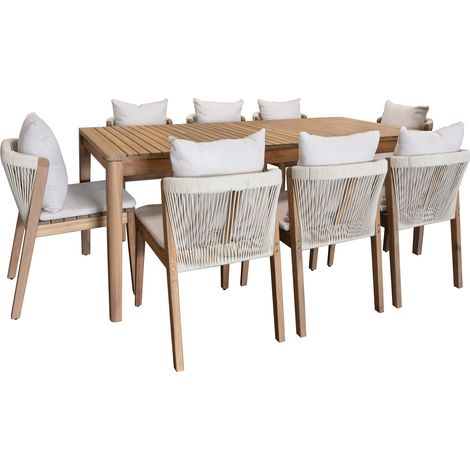 Salon de jardin table et 8 chaises en acacia, FIDJI
