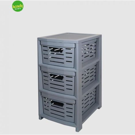 Cassettiera Multiuso in Plastica Uniko 3 Cassetti Grigio 36,5 × 28,5 × 51,5 cm