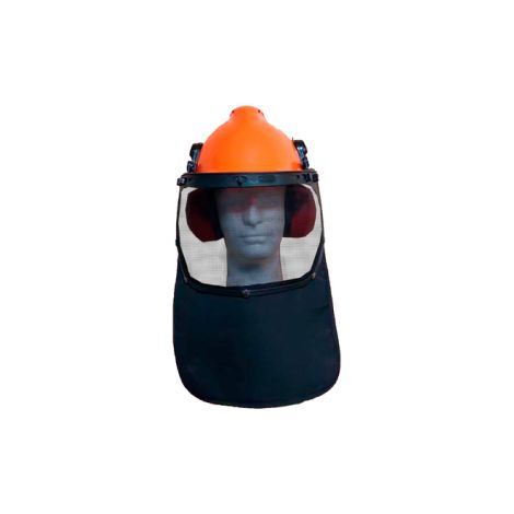 Babero naranja/negro casco con broche metálico