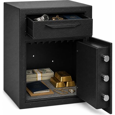 Grand coffre-fort numérique domestique de 2,6 pieds cubes (74 L) – Coffre-fort en acier laminé à froid avec clavier numérique et clé d'urgence pour l'argent, les documents, les bijoux et les ordinateu (1/5)