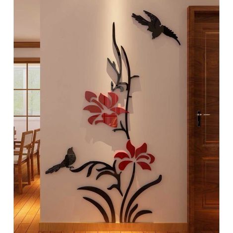 Sticker mural – Composition florale 3D, 178 x 71 cm – Acrylique brillant – 36 pièces (1/3)