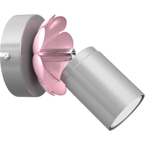 Spot mural/plafond orientable argent/rose GU10 Flower