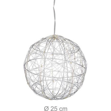 Sfera luminosa decorativa moderna da appoggio 25 cm con illuminazione calda in stile contemporaneo in plastica bianca 130013924